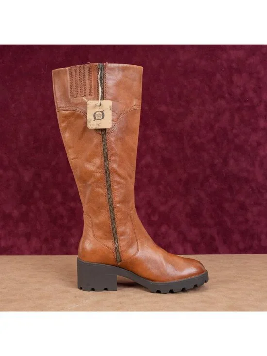 Born Women Gabriella Brown Leather Comfy Heel Riding Western Knee Boots sz 8.5 - Picture 9 of 9